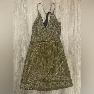 Express gold strappy mini dress